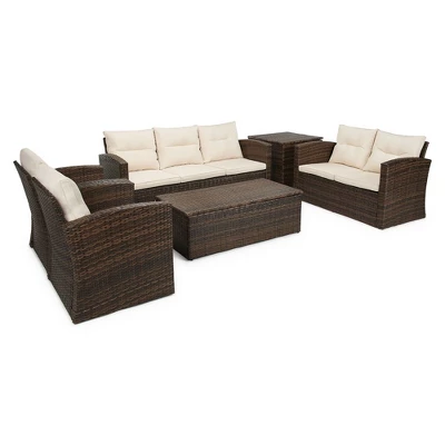 6pc Wicker Outdoor Conversation Set - EDYO LIVING 4 6pc Wicker Outdoor Conversation Set - EDYO LIVING - Image 2
