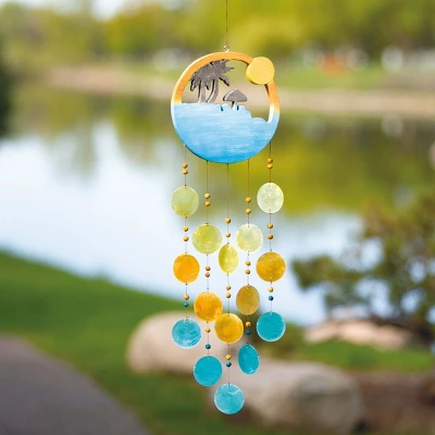 Woodstock Wind Chimes Asli Arts Collection, Sunset Beach Capiz Chime, 30'', Multicolor Wind Chime CSBC 3 Woodstock Wind Chimes Asli Arts Collection, Sunset Beach Capiz Chime, 30'', Multicolor Wind Chime CSBC
