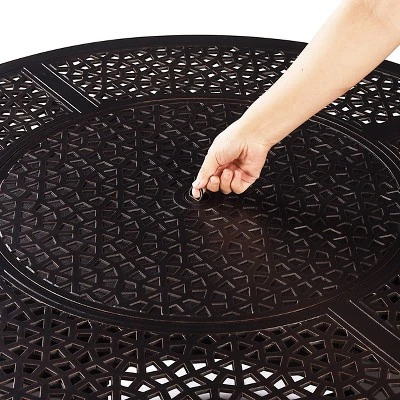 5pc Outdoor Fire Table Set With Geometric 44" Round Fire Table, 4 Deep Seating Swivel Rocking Chairs & Table Fabric Covers - Oakland Living 8 5pc Outdoor Fire Table Set With Geometric 44" Round Fire Table, 4 Deep Seating Swivel Rocking Chairs & Table Fabric Covers - Oakland Living - Image 6