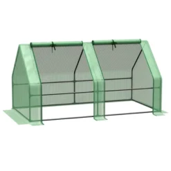 Outsunny 6' X 3' X 3' Portable Mini Greenhouse Outdoor Garden With Large Zipper Doors And Water/UV PE Cover, Green -Sunnydaze Decor Store GUEST 93557fa7 6a77 4e84 a42d ed3523e0e986