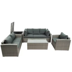 7pc Wicker Patio Seating Set With Cushions & Storage Box - Gray - GODEER 32 7pc Wicker Patio Seating Set With Cushions & Storage Box - Gray - GODEER -Sunnydaze Decor Store GUEST 93b38c31 b1ed 4397 8cab f598248ecd68