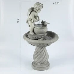 LuxenHome Gray Resin Cherub Birdbath Outdoor Fountain 17 LuxenHome Gray Resin Cherub Birdbath Outdoor Fountain -Sunnydaze Decor Store GUEST 946101e1 8c77 4e27 a16c 70446f95c3d3