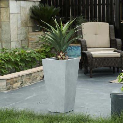 LuxenHome Square Tapered 24.2" Tall Planter Black 16 LuxenHome Square Tapered 24.2" Tall Planter Black - Image 14