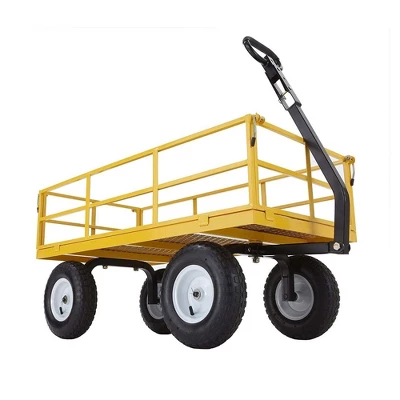 Gorilla Carts 1200lbs. Capacity Industrial Steel Utility Wagon With Removable Sides And 2 In 1 Handle For Towing - Yellow (GOR1201B) 3 Gorilla Carts 1200lbs. Capacity Industrial Steel Utility Wagon With Removable Sides And 2 In 1 Handle For Towing - Yellow (GOR1201B)