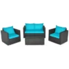 Costway 4PCS Patio Rattan Cushioned Sofa Chair Coffee Table Turquoise 2 Costway 4PCS Patio Rattan Cushioned Sofa Chair Coffee Table Turquoise -Sunnydaze Decor Store GUEST 958ba154 f031 45af bb91 f7c76e6102d2