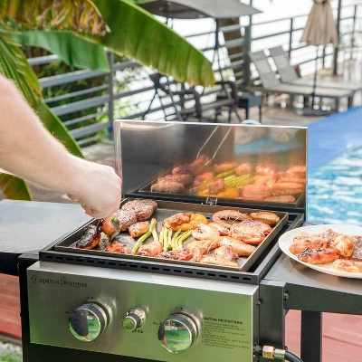 Captiva Designs E02GR010 2-Burner Propane Gas Flat Top Grill And Griddle - Black 4 Captiva Designs E02GR010 2-Burner Propane Gas Flat Top Grill And Griddle - Black - Image 2