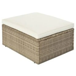 5pc Wicker Patio Seating Set With Cushions - Brown/Beige - GODEER -Sunnydaze Decor Store GUEST 971e1339 e66c 4c3b bd96 8556924387f3