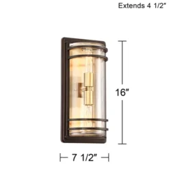 John Timberland Habitat Modern Outdoor Wall Light Fixture Bronze Warm Brass 16" Clear Glass For Post Exterior Barn Deck House Porch Yard Patio Home -Sunnydaze Decor Store GUEST 978ac714 ca73 4385 b6c7 53785b922f1c