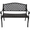 Sunnydaze Decor Sunnydaze 2-Person Checkered Design Cast Aluminum Outdoor Patio Bench, Black -Sunnydaze Decor Store GUEST 984b7773 6891 4fe2 b84a fe6ece2eb960