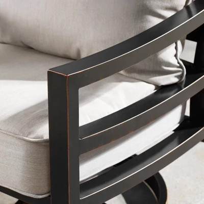 5pc Outdoor Dining Set With 42" Aluminum Square Damask Design Fire Table & Deep Seating Swivel Rocking Chairs - Oakland Living 14 5pc Outdoor Dining Set With 42" Aluminum Square Damask Design Fire Table & Deep Seating Swivel Rocking Chairs - Oakland Living - Image 12