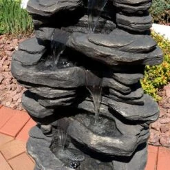 Sunnydaze Decor Sunnydaze 39"H Electric Polystone Rock Falls Waterfall Outdoor Water Fountain With LED Lights -Sunnydaze Decor Store GUEST 9a95106b fbf1 4e4f 8cb0 43728083bed2
