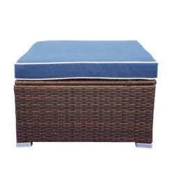 3pc Wicker Patio Sectional Seating Set With Cushions - Brown/Blue - GODEER -Sunnydaze Decor Store GUEST 9aaf0ead f701 4d0a b5e3 a3fafa715ce5