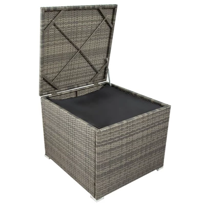 7pc Wicker Patio Seating Set With Cushions & Storage Box - Gray - GODEER 4 7pc Wicker Patio Seating Set With Cushions & Storage Box - Gray - GODEER - Image 2