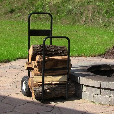 Sunnydaze Decor Sunnydaze Indoor/Outdoor Steel Rolling Firewood Log Cart Carrier With Wheels - 1/8 Face Cord - Black 9 Sunnydaze Decor Sunnydaze Indoor/Outdoor Steel Rolling Firewood Log Cart Carrier With Wheels - 1/8 Face Cord - Black - Image 7