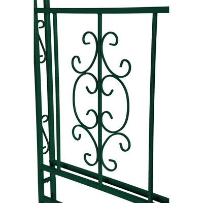 Evergreen Montebello Iron Garden Arbor With Gate, Forest Green- 53 X 84 X 23 Inches Fade And Weather Resistant Outdoor Decor 10 Evergreen Montebello Iron Garden Arbor With Gate, Forest Green- 53 X 84 X 23 Inches Fade And Weather Resistant Outdoor Decor - Image 8