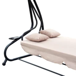 Outsunny 3 Seat Outdoor Free Standing Swing Bench Porch Swing With Stand, Comfortable Cushioned Fabric & Included Canopy -Sunnydaze Decor Store GUEST 9ce8db73 374f 47c6 9ec1 8207d73b263b