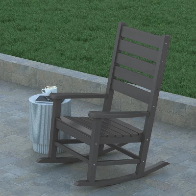 Emma And Oliver Set Of 2 Contemporary Rocking Chairs, All-Weather HDPE Indoor/Outdoor Rockers 5 Emma And Oliver Set Of 2 Contemporary Rocking Chairs, All-Weather HDPE Indoor/Outdoor Rockers - Image 3