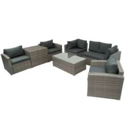 7pc Wicker Patio Seating Set With Cushions & Storage Box - Gray - GODEER 24 7pc Wicker Patio Seating Set With Cushions & Storage Box - Gray - GODEER -Sunnydaze Decor Store GUEST 9d697f2b fa2c 4ccf a353 5500ad8e4e77