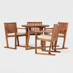 Saracina Home 5pc Modern Slatted Acacia Outdoor Dining Set With Round Table 12 Saracina Home 5pc Modern Slatted Acacia Outdoor Dining Set With Round Table -Sunnydaze Decor Store GUEST 9d726d02 3bf0 4f04 9439 6de7c83b7e6c