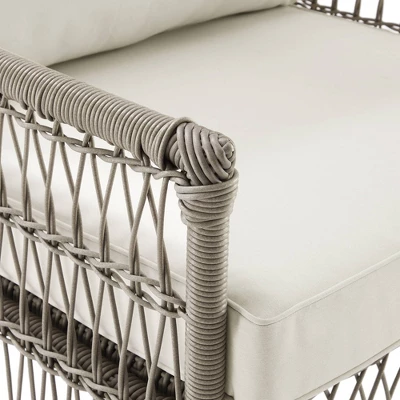 2pk Thatcher Outdoor Steel Arm Chairs Creme/Driftwood - Crosley 9 2pk Thatcher Outdoor Steel Arm Chairs Creme/Driftwood - Crosley - Image 7