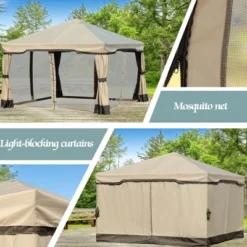 Patio Gazebo Aluminum Outdoor Tent Shelter Canopy With Privacy Curtain And Netting 16 Patio Gazebo Aluminum Outdoor Tent Shelter Canopy With Privacy Curtain And Netting -Sunnydaze Decor Store GUEST 9ddbee41 2bbc 4f60 a990 b567d487f4f2