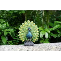 Techko Maid Peacock Proud Solar Outdoor Garden Statue Decor With Spotlight -Sunnydaze Decor Store GUEST 9ebe3776 f7f7 4d40 beb8 f9b3116e9920