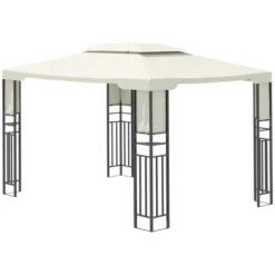 Outsunny 13' X 10' Patio Gazebo Outdoor Canopy Shelter With Double Vented Roof, Storage Shelves, Steel Frame For Lawn, Backyard And Deck -Sunnydaze Decor Store GUEST 9f98145e 2143 4b5b bf8e fb63863ee27c