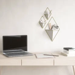 Set Of 2 Trigg Wall Display Planters White/Brass - Umbra -Sunnydaze Decor Store GUEST a088765d b9cb 4225 a1c3 a824d312df6c