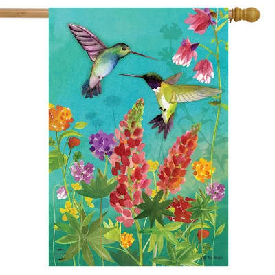 Hummingbird Greeting Spring House Flag Floral Birds 28" X 40" Briarwood Lane 3 Hummingbird Greeting Spring House Flag Floral Birds 28" X 40" Briarwood Lane