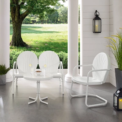 Griffith 3pc Outdoor Conversation Set With Loveseat, Arm Chair & Accent Table - White - Crosley 4 Griffith 3pc Outdoor Conversation Set With Loveseat, Arm Chair & Accent Table - White - Crosley - Image 2