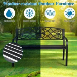 Costway Patio Garden Bench Park Yard Outdoor Furniture Steel Slats Porch Chair Seat 15 Costway Patio Garden Bench Park Yard Outdoor Furniture Steel Slats Porch Chair Seat -Sunnydaze Decor Store GUEST a1a964c4 f917 4148 879e afa51db5f1ae