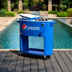 Permasteel 80qt Pepsi Oval Sporty Outdoor Cooler Cart