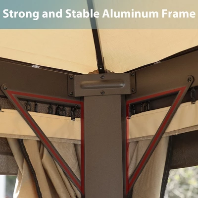 Patio Gazebo Aluminum Outdoor Tent Shelter Canopy With Privacy Curtain And Netting 7 Patio Gazebo Aluminum Outdoor Tent Shelter Canopy With Privacy Curtain And Netting - Image 5