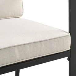 3pc Kaplan Outdoor Steel Chat Set Oatmeal/Bronze - Crosley -Sunnydaze Decor Store GUEST a27080ba 94ad 48d8 ba50 383ce6f9453c