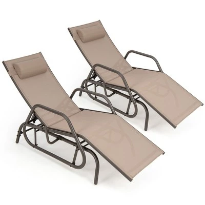 Costway 2PCS Patio Chaise Lounge Glider Recliner Chair Adjustable Sturdy Frame Outdoor 5 Costway 2PCS Patio Chaise Lounge Glider Recliner Chair Adjustable Sturdy Frame Outdoor - Image 3