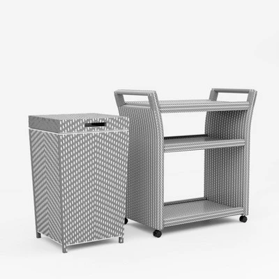 2pc Maksville Contemporary Outdoor Serving Cart & Trash Can - MiBasics 18 2pc Maksville Contemporary Outdoor Serving Cart & Trash Can - MiBasics - Image 16