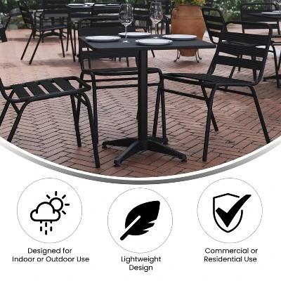 Flash Furniture Lila 27.5'' Square Aluminum Indoor-Outdoor Table Set With 4 Slat Back Chairs 9 Flash Furniture Lila 27.5'' Square Aluminum Indoor-Outdoor Table Set With 4 Slat Back Chairs - Image 7
