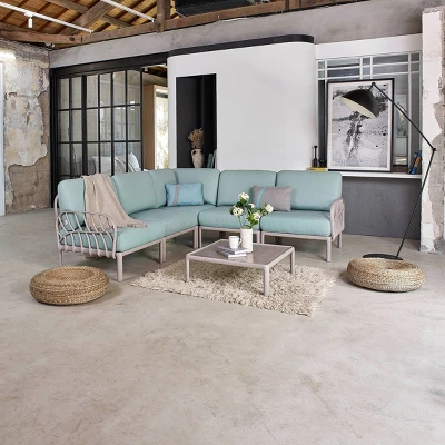 Laurel Outdoor Corner Seat With Cushion - Gray/Seafoam - Lagoon 4 Laurel Outdoor Corner Seat With Cushion - Gray/Seafoam - Lagoon - Image 2