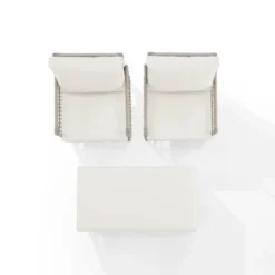 3pc Thatcher Outdoor Steel Chair & Ottoman Set Creme/Driftwood - Crosley -Sunnydaze Decor Store GUEST a390d94d 856f 4d8d 9122 2bded0818ccf