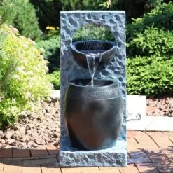 Sunnydaze Decor Sunnydaze Peaceful Rain Electric Outdoor Water Fountain - 31.75" H - Gray And Black