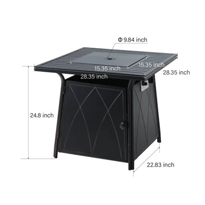 5pc Patio Dining Set With Square Steel Fire Pit With Faux Wood Tabletop & Rattan 360 Swivel Chairs - Captiva Designs 16 5pc Patio Dining Set With Square Steel Fire Pit With Faux Wood Tabletop & Rattan 360 Swivel Chairs - Captiva Designs - Image 14