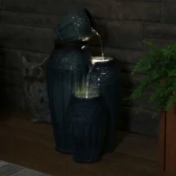 Sunnydaze Decor Sunnydaze 27"H Electric Ceramic Dark Turquoise Tour De Vase Outdoor Water Fountain With LED Lights -Sunnydaze Decor Store GUEST a4b906f3 1c22 472f 9928 0bc814e1570f