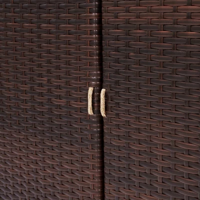 Teamson Home 39.5" Veronica Rolling Outdoor PE Rattan Bar Cart With Storage, Brown 10 Teamson Home 39.5" Veronica Rolling Outdoor PE Rattan Bar Cart With Storage, Brown - Image 8