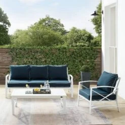 Kaplan 3pc Outdoor Sofa Set With Sofa & Arm Chair With Coffee Table - Navy - Crosley 14 Kaplan 3pc Outdoor Sofa Set With Sofa & Arm Chair With Coffee Table - Navy - Crosley -Sunnydaze Decor Store GUEST a539b04a ae57 45fd a1cc 2cb3f5b3b313