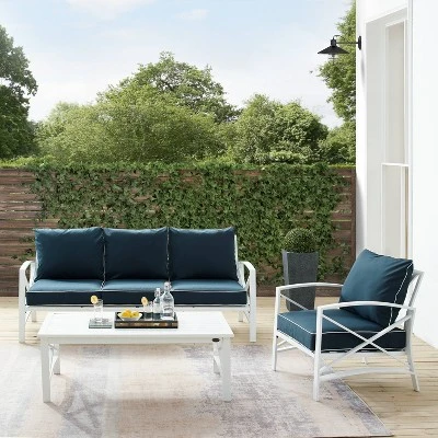 Kaplan 3pc Outdoor Sofa Set With Sofa & Arm Chair With Coffee Table - Navy - Crosley 8 Kaplan 3pc Outdoor Sofa Set With Sofa & Arm Chair With Coffee Table - Navy - Crosley - Image 6