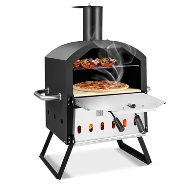 Costway 2-Layer Pizza Oven Wood Fired Pizza Grill Outside Pizza Maker With Waterproof Cover 11 Costway 2-Layer Pizza Oven Wood Fired Pizza Grill Outside Pizza Maker With Waterproof Cover - Image 9