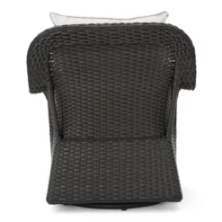 Amaya 5pc Outdoor 4 Wicker Swivel Chair & Fire Pit Set - Dark Brown/Beige/Matte Black - Christopher Knight Home -Sunnydaze Decor Store GUEST a6c700bb 68bf 4109 a05d e6dcd1cd63d0