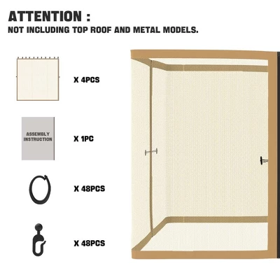 Aoodor Gazebo Netting Screen Replacement Universal 4-Panel Sidewalls 10' X 13' (Only Netting) 4 Aoodor Gazebo Netting Screen Replacement Universal 4-Panel Sidewalls 10' X 13' (Only Netting) - Image 2