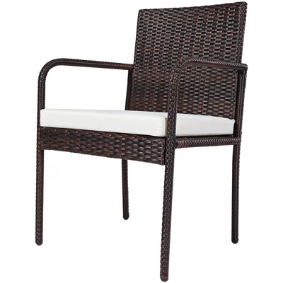 Tangkula 4-Piece Outdoor Rattan Wicker Dining Chairs With Armrests & Soft Cushions 5 Tangkula 4-Piece Outdoor Rattan Wicker Dining Chairs With Armrests & Soft Cushions - Image 3