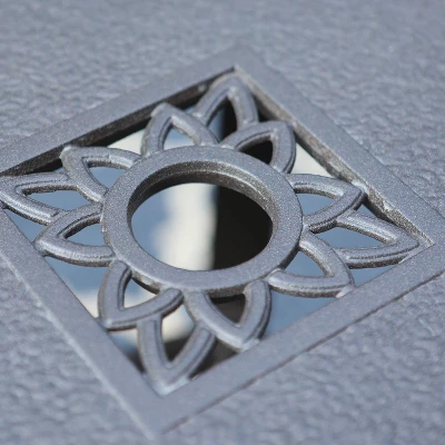 Outdoor Cast Aluminum Table With 1.97" Umbrella Hole - Brown - Captiva Designs 4 Outdoor Cast Aluminum Table With 1.97" Umbrella Hole - Brown - Captiva Designs - Image 2